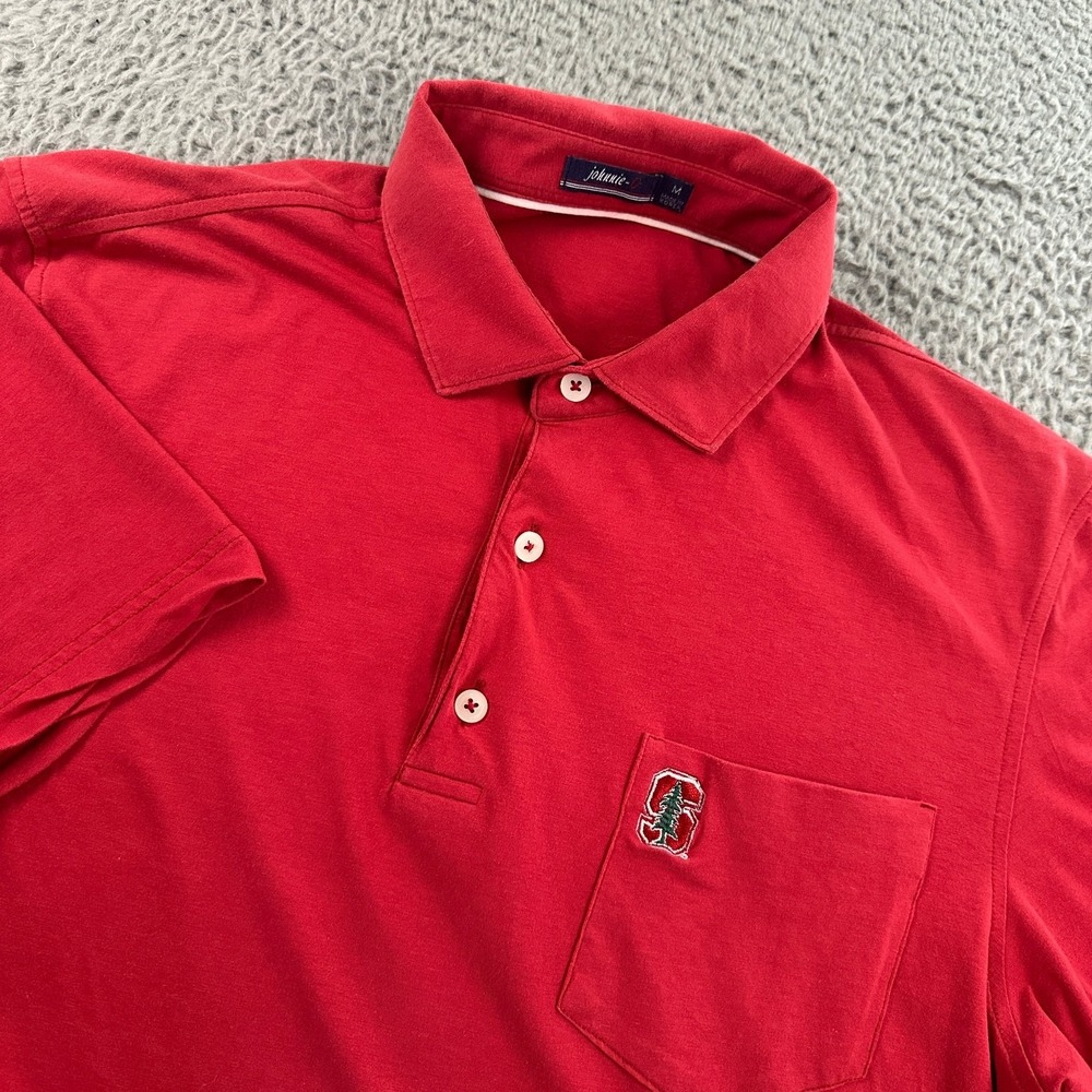 Johnnie-O Stanford‎ University Polo Shirt Men's Red Medium Cotton Spandex Pocket